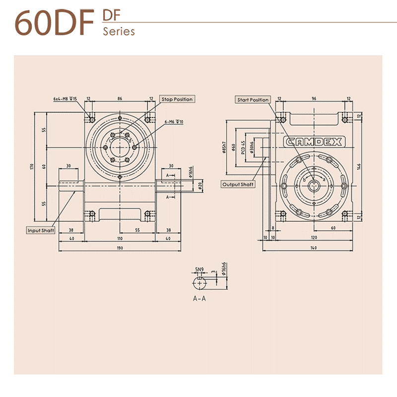 گیربکس ایندکس Camdex مدل RU60DF
